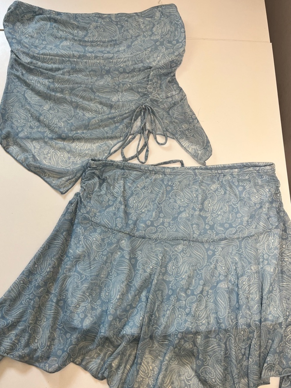See You Monday Blue Paisley Skirt Set